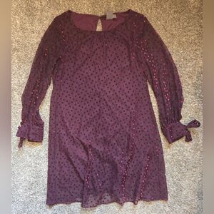 Taylor Purple Sheer Dress With Red Velvet Polka Dot Overlay Size 8 SEE NOTES!